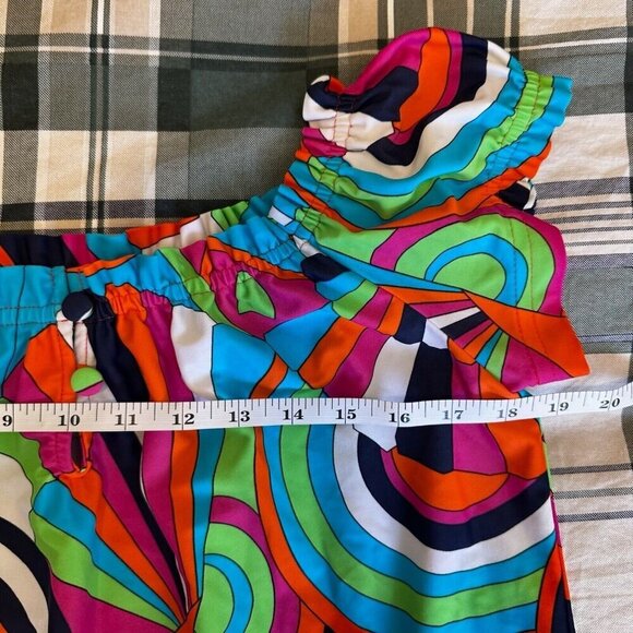 Jude Connally Blouse Top Sz S Multicolor Abstract Resort Stretch Off Shoulder - Picture 9 of 10